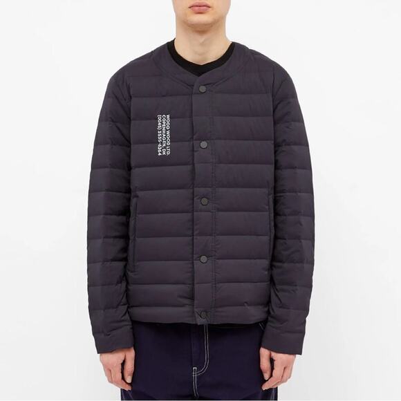 Wood Wood Keanu Light Padded Puffer Jacket in Navy Size Large NWT - Picture 1 of 13